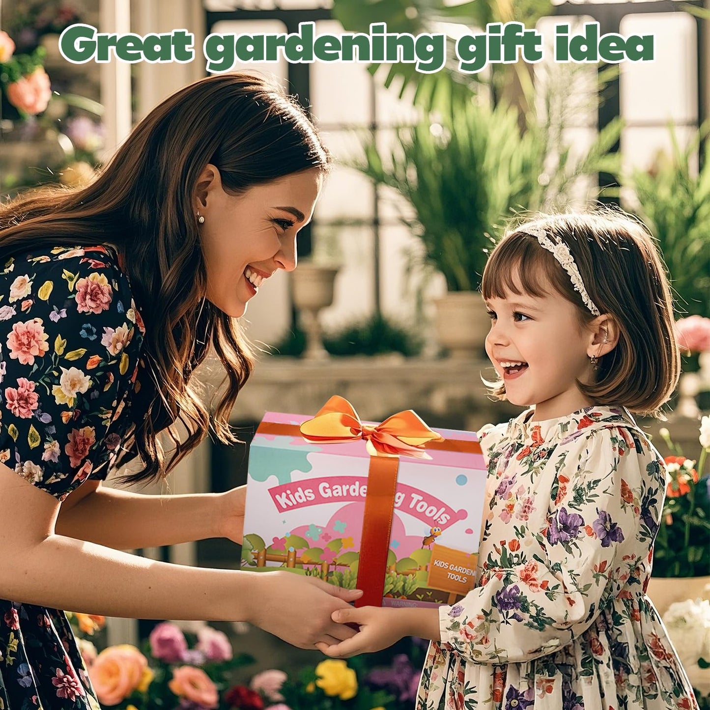 JOI MEW Kids Gardening Tools Set, Garden Toys w/Wooden Handle Alloy Rake,Fork,Trowel, Watering Can,Gloves,Tote Bag,Plant pots, DIY Bookmark Kits, Spring Summer Toy Outdoor Gift for Toddler Boy Girl