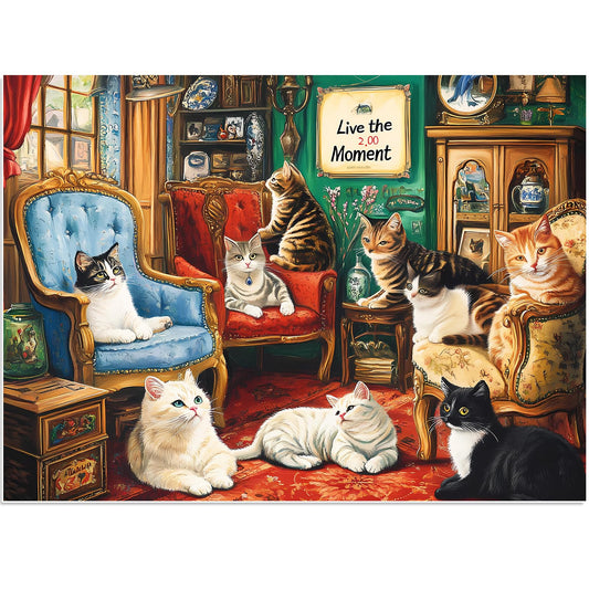 500 Pieces Puzzle for Adults,Cats Home Puzzle, Recycled Cardboard Animals Jigsaw Puzzles 500 Pieces,Challenging Puzzles Game Home Decor Birthday Party Gift Toy for Adults Seniors 20.5 * 15 in