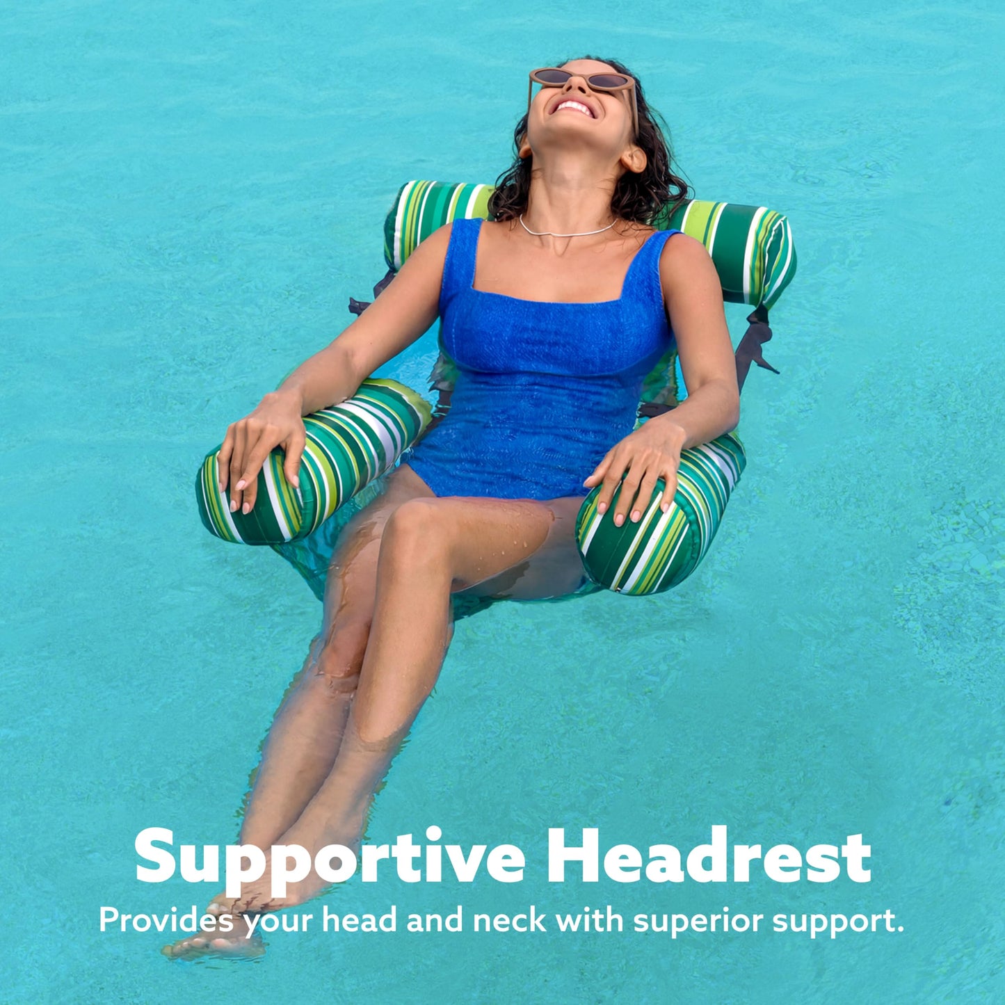 Sloosh Pool Floats Chairs Adult, 2 Packs Inflatable Pool Lounge Chairs,Blow up Hammock Pool Noodles Floats for Adults,Stripe Pattern Floating Water Chair for Pool Lake River(Stripe)