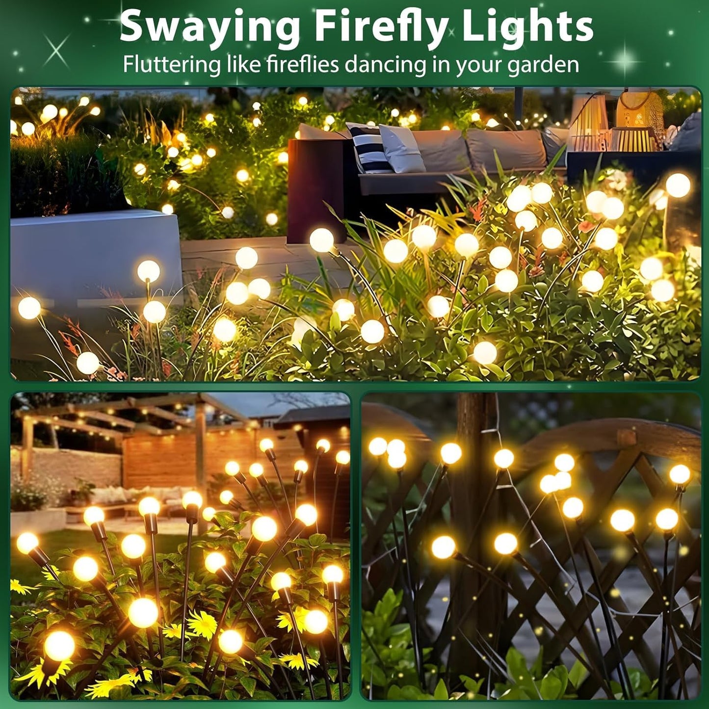 6-Pack Garden Solar Lights, 48 LED Solar Lights Outdoor for Garden Decor, Waterproof Firefly Light Outdoor (Sway by Wind), Swaying Light for Outside Yard Pathway Landscape Decorations (Warm White)