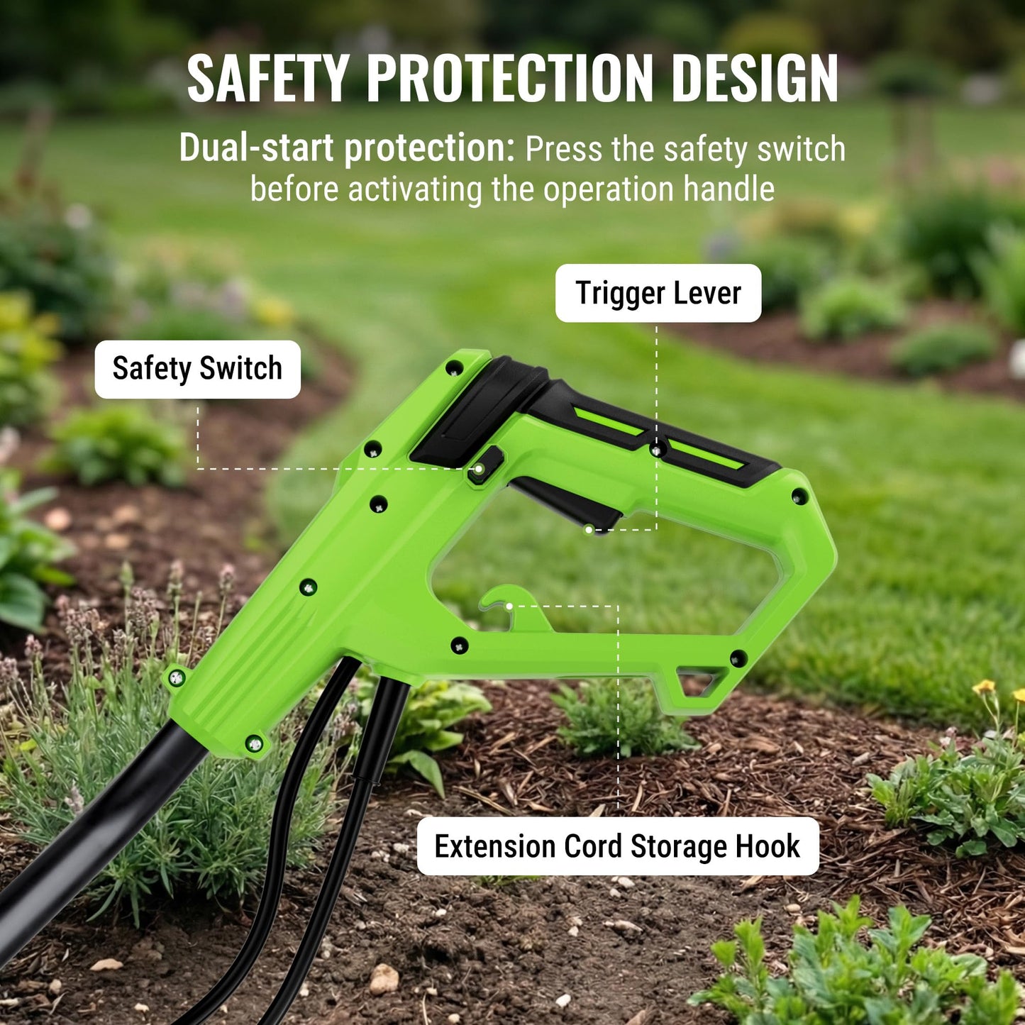 WORKPRO 12.5 Amp Electric Garden Tiller & Cultivator, 16" Tilling Width & 8.7" Depth, 6 Steel Tines, 4-Position Adjustable Wheels, Safety Switch, Corded Rototiller for Garden, Lawn & Flower Beds