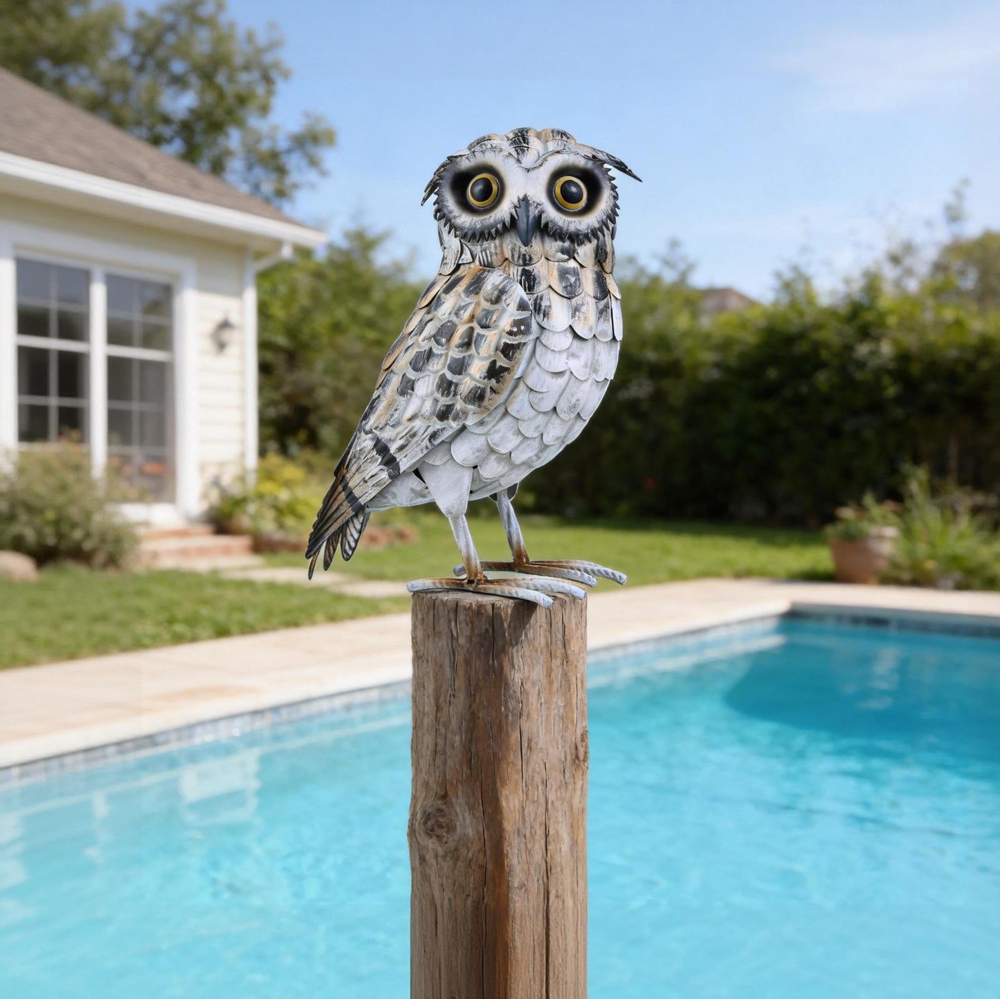 Shorayn Metal Owl Decor Garden Statue Outdoor Sculpture Yard Art for Patio Lawn Backyard Home Decoration Great Gifts