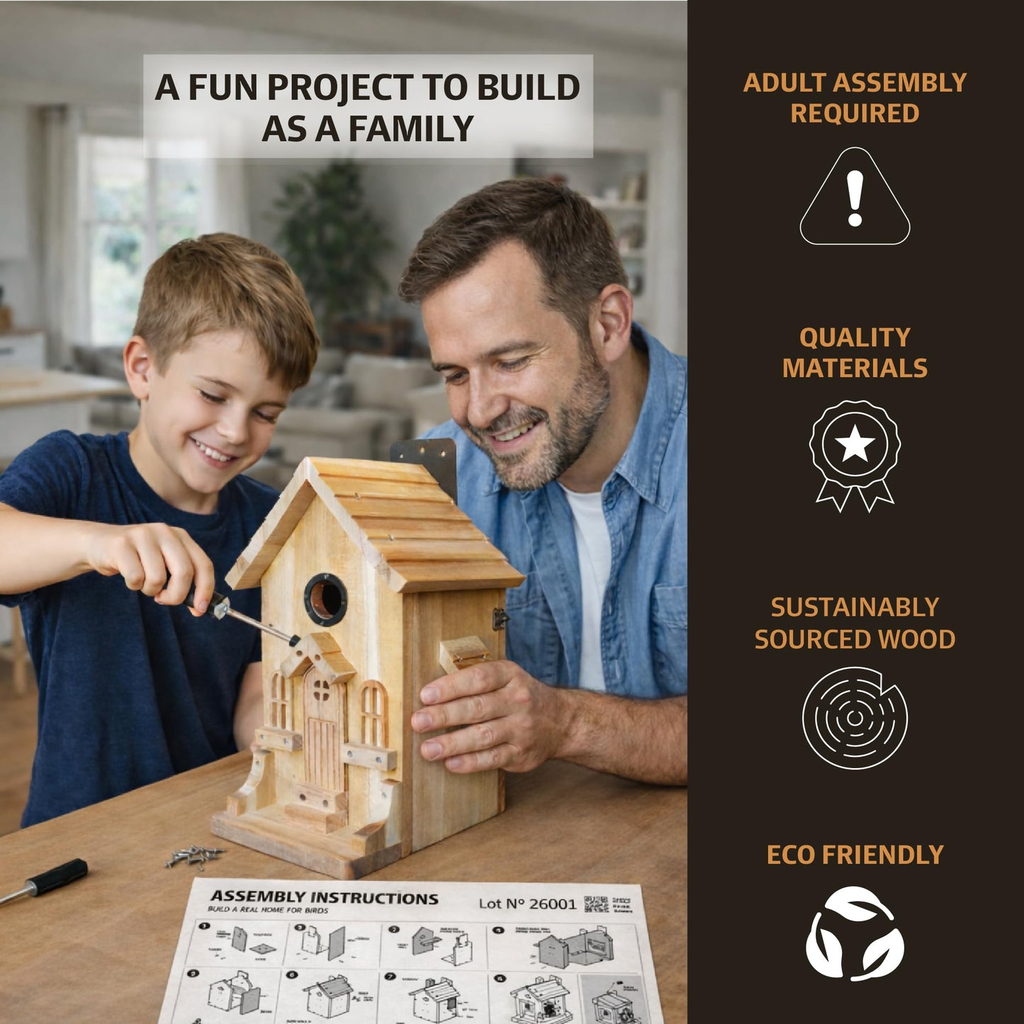 Nestingood Premium Wooden Bird House Kit – DIY Bluebird Nesting Box with 1.5 Inch Entrance, Outdoor Birdhouse Kits for Adults and Kids, Nature Craft for Garden, Backyard or Patio Projects