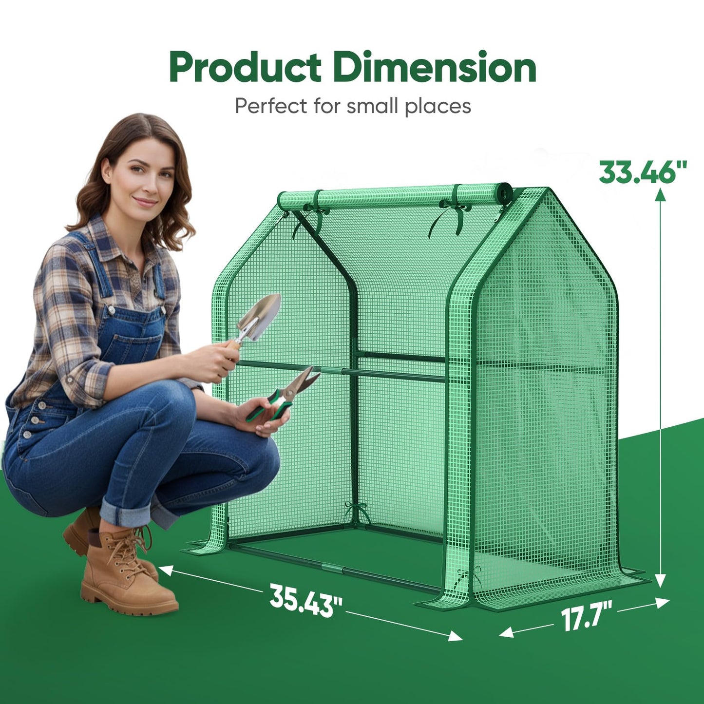Quictent Mini Greenhouse for Indoor, 2-Pack Tabletop Portable Small Green House Waterproof UV Protected Cover Shelter for Outdoors, Garden Plant Seed Starting Nursery, 36"x18"x33", Green