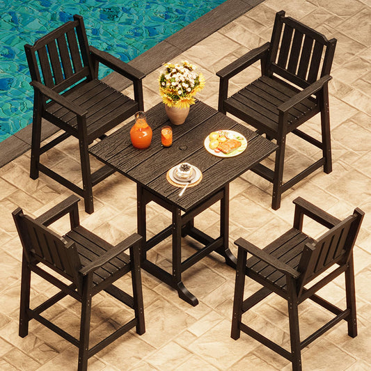 Garvee Outdoor Patio Bar Height Chair Set of 4, All-Weather HDPE Bar Height Barstools Widened Chair Set, Adirondack Chairs Set with Widened Armrests for Garden, Poolside, Bistro