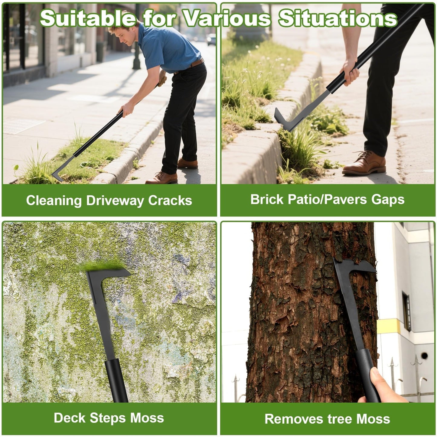 YOSN 2026 Upgraded Crack Weeder Tool, Carbon Steel Handle Manual Crevice Weeding Tool Weed Puller Gardening Tool for Sidewalk, Paver, Wall Gaps, Lawn Yard, Driveway, Bricks, Deck Boards (49.2")
