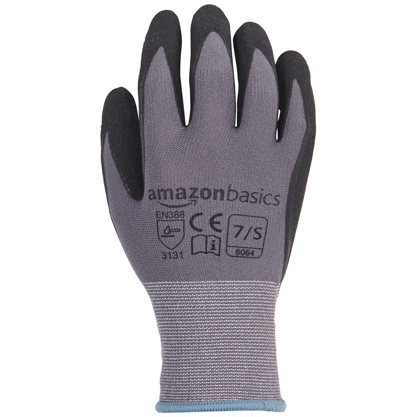Amazon Basics Micro-Foam Nitrile Coated Safety Work Gloves, Touch Screen, Nylon Liner Fiber, All-Purpose, Grey, Size 7/S, 12-Pair