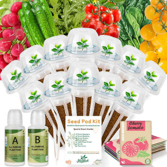 Salad Seed Pod for Aerogarden - 12 Fruit Hydroponic Refill Grow Pods with 6 Packets Seeds of Mini Cucumber, Arugula, Spinach, Cherry Radish & Tomato for Most Hydroponic Systems Ahopegarden, LETPOT