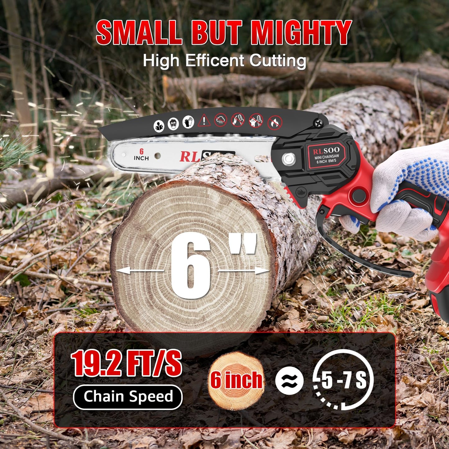 Mini Chainsaw Cordless, Upgraded 6 Inch Electric Handheld Battery Chain Saw with 2 Batteries and 3 Chains, Portable Small Tree Trimmer for Pruning Wood Cutting, Gift for Woman Seniors Dad Husband