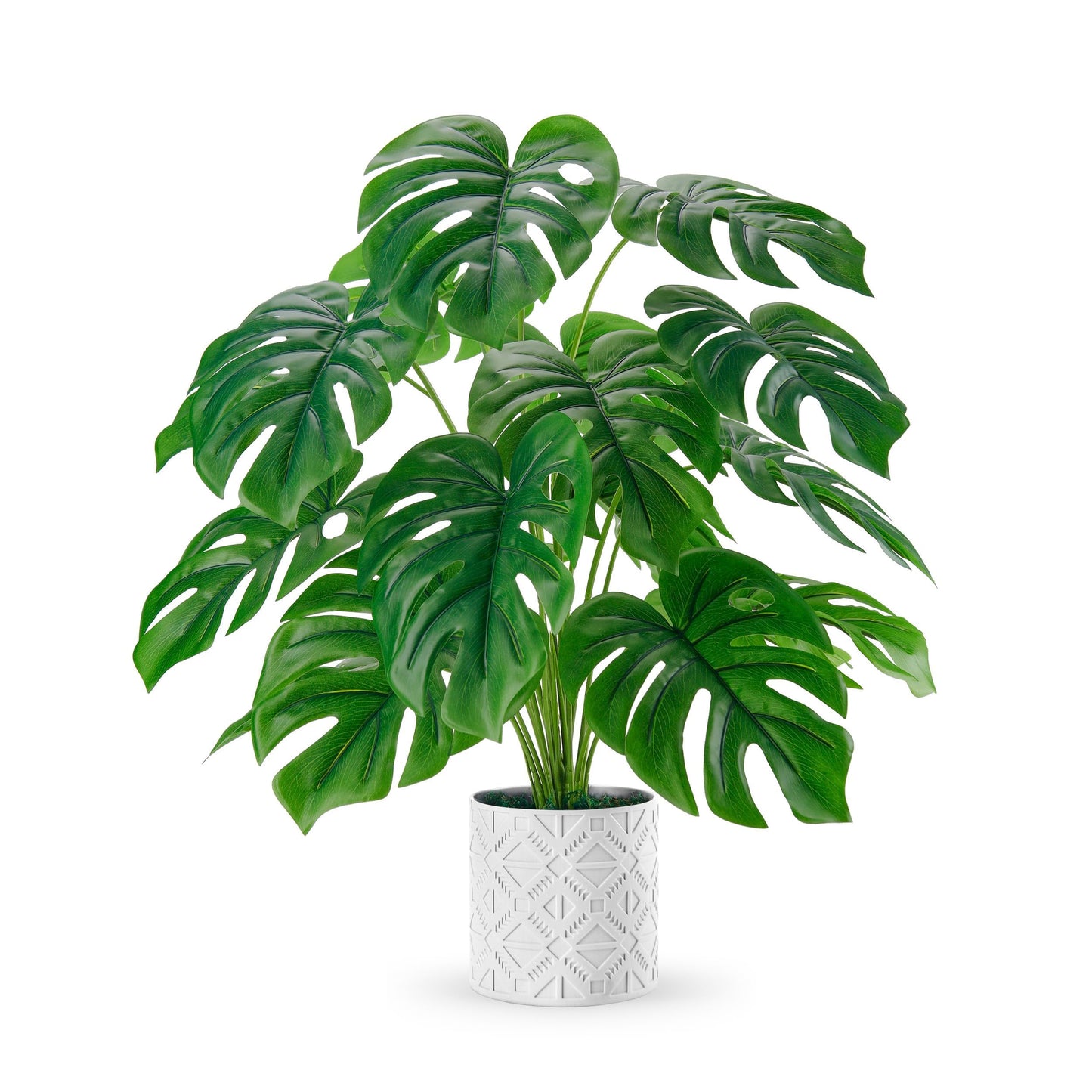 Der Rose Artificial Plants Indoor Large 28'' Fake Monstera Faux Potted Plants Indoor Tall for Home Farmhouse Bedroom Living Room Decor