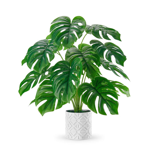 Der Rose Artificial Plants Indoor Large 28'' Fake Monstera Faux Potted Plants Indoor Tall for Home Farmhouse Bedroom Living Room Decor