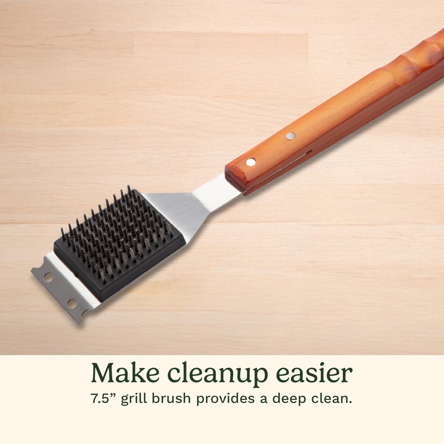 Cuisinart 13-Piece Wooden Handle Grill Tools Set, Grill Utensils Set BBQ Accessories, Durable Stainless Steel Spatula, Tongs, Cleaning Brush & More, Compact Case, Grilling Gifts for Men, CGS-W13