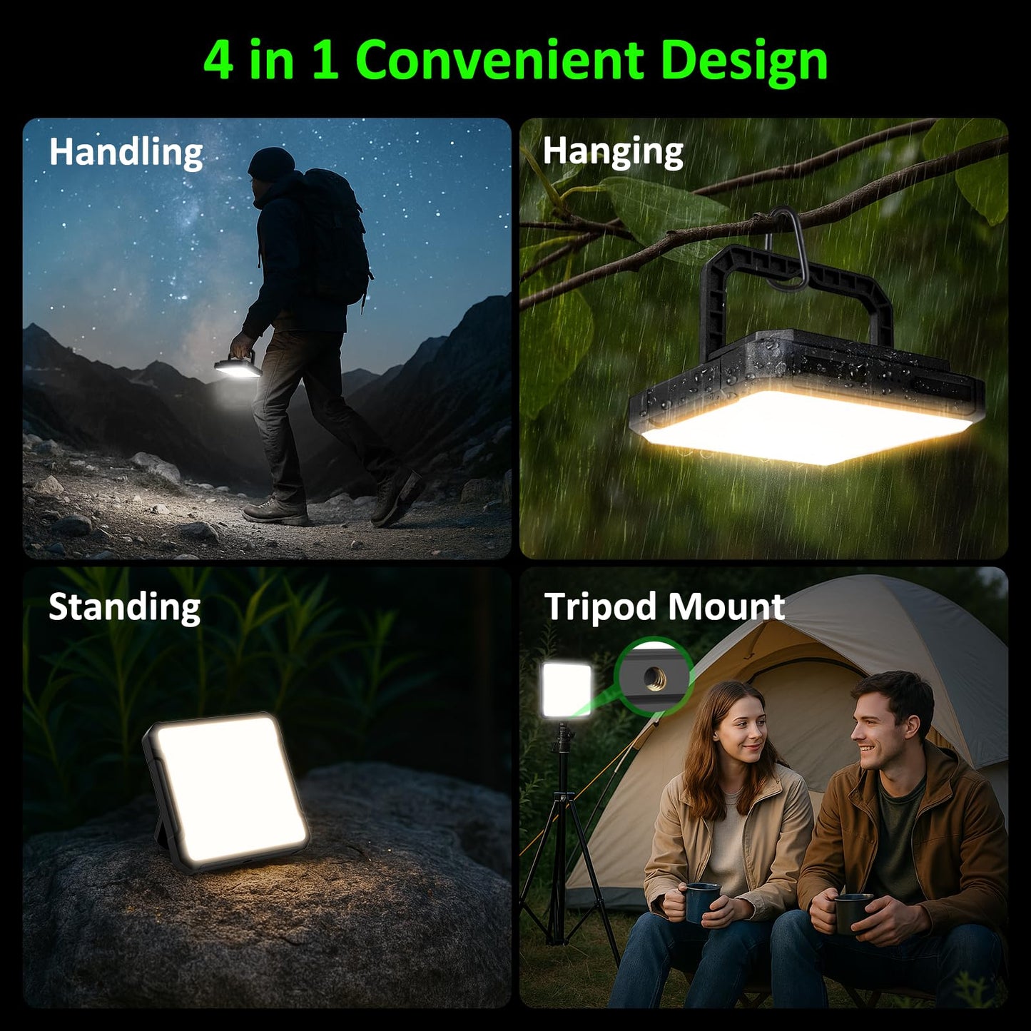 Portable LED Camping Lights, 20000mAh Rechargeable Dimmable Camping Lantern,1300LM Ultra Bright & 4 Lighting Modes, IPX4 Waterproof Emergency Lights for Home, Blackout, Outdoor, Survival Gear