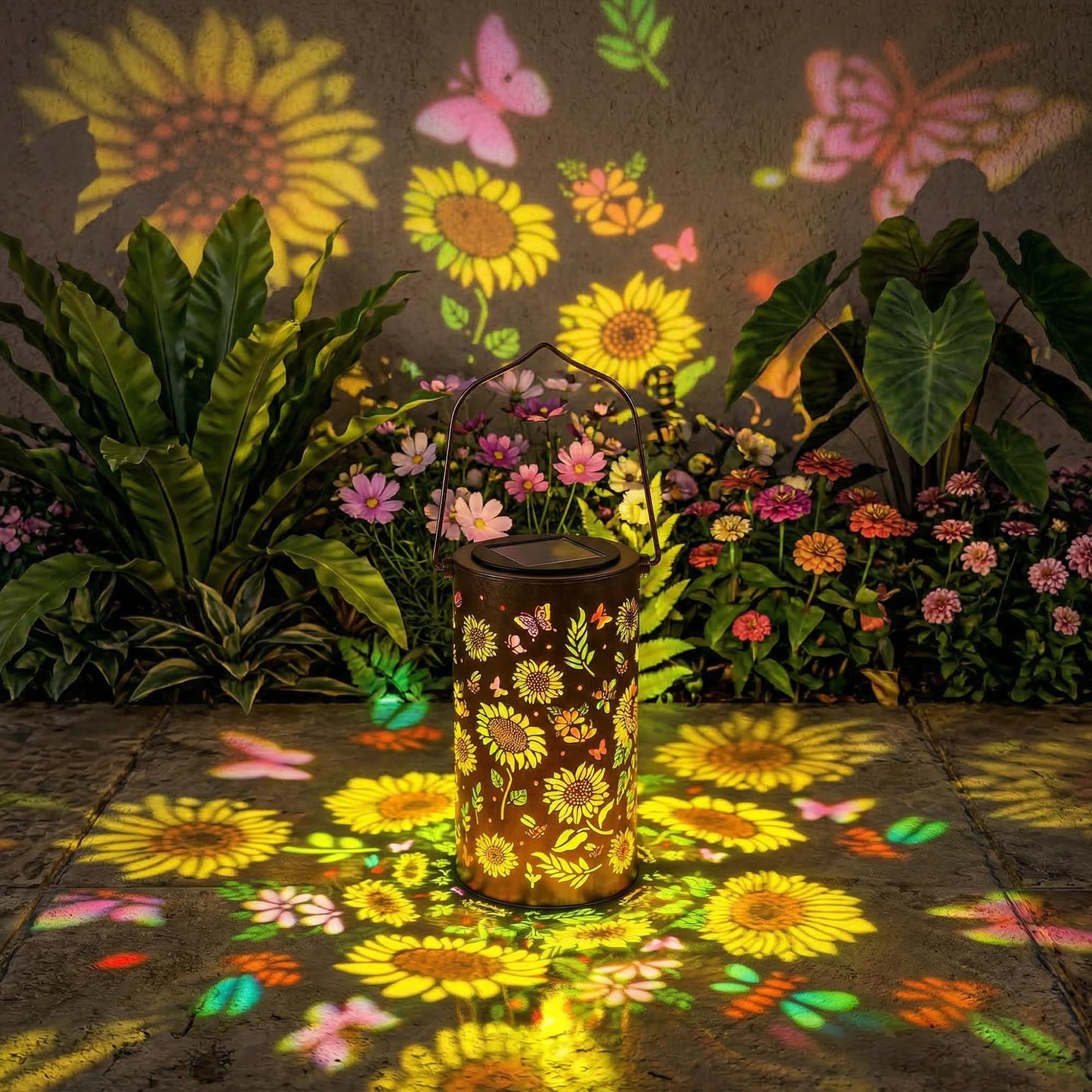 FancyPlus Colorful Solar Lanterns Outdoor Waterproof, Sunflower Birthday Gifts for Women Mom Grandma, Garden Hanging Solar Lantern Lights for Patio