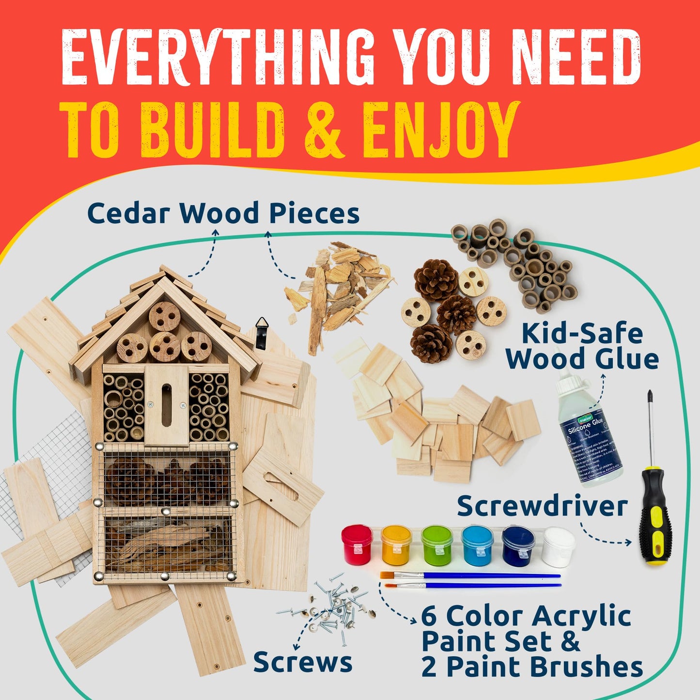SparkJump Premium Bug Hotel Kit and Picnic Table Feeder for Squirrels