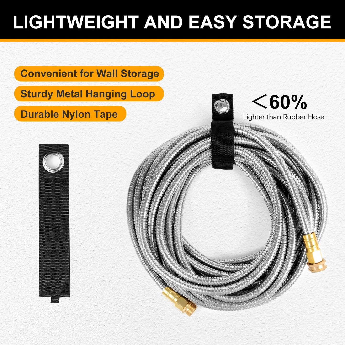 SPRIKIR Metal Garden Hose 100 ft, Stainless Steel Water Hose 100ft with 10 Function Nozzle & 3/4 Copper Fitting, Heavy Duty & Flexible, Kink Free & Lightweight for Yard, Outdoor, Lawn, Patio & Car