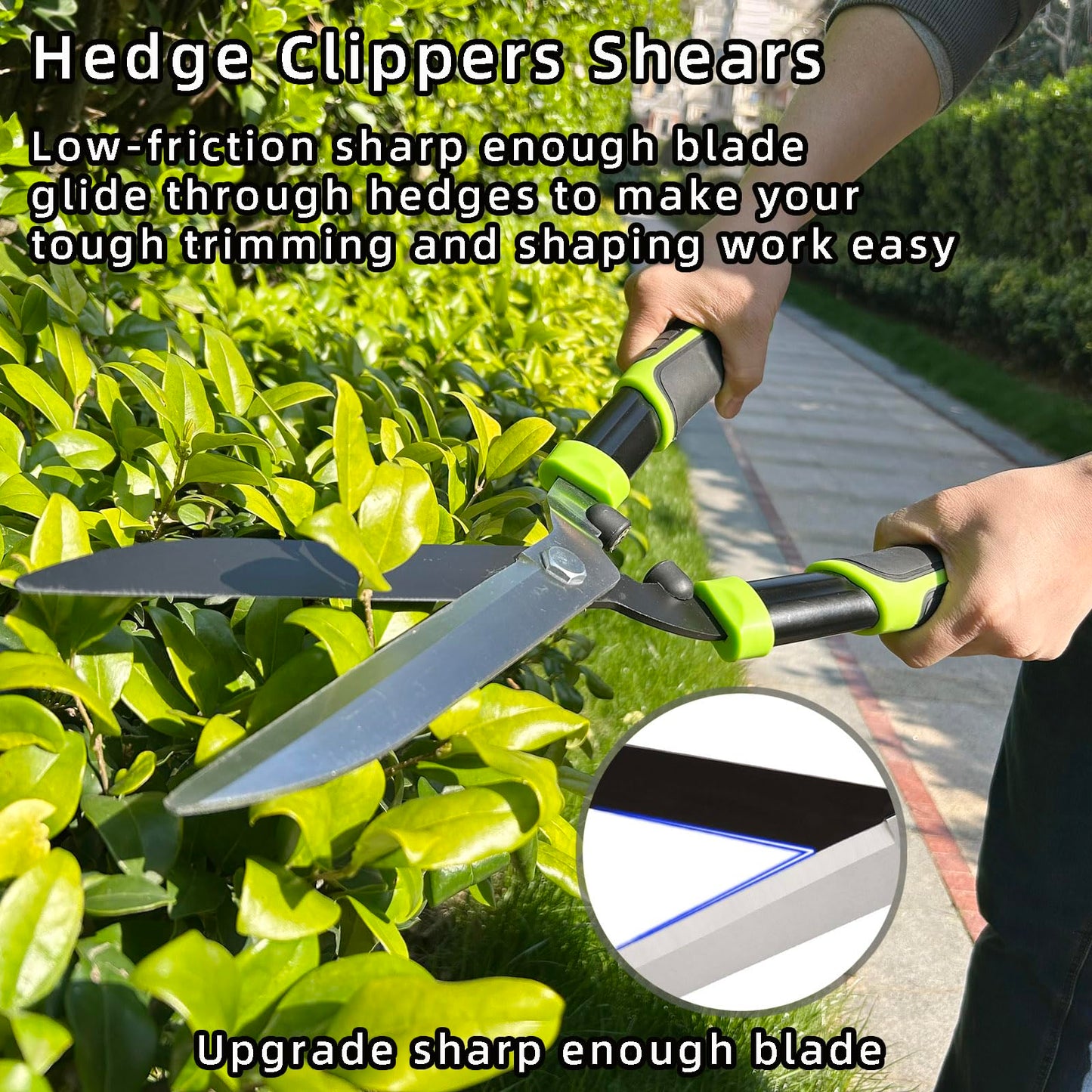 YRTSH Hedge Clippers, Hedge Shears for Trimming Borders, Hedge Trimmer with Low-Friction Sharp Enough Blade, Garden Shears Gardening Tools with Soft Rubber Grip Bush Cutters Effortless Pruning 19 Inch
