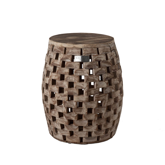 Balkene Home 62419 Maya Oval Rustic Garden Stool Wood Outdoor Seating & End Table Portable Adaptable Outdoor Furniture - Seasoned Patina Finish