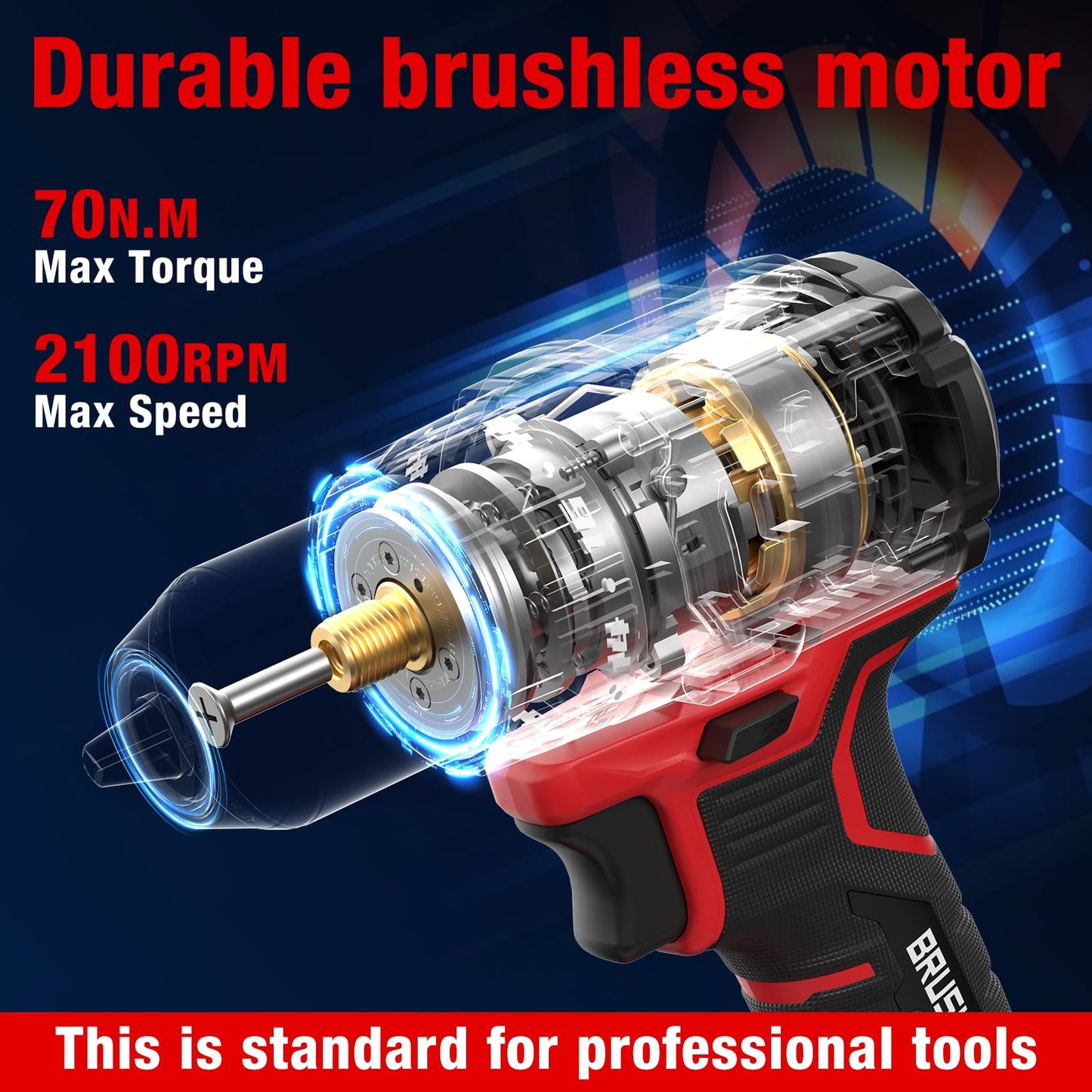 20V Cordless Drill Driver Kit with 2 Batteries - 70Nm High Torque Power Tool, 26-Piece Accessory Set & Fast Charger, LED Work Light for Wood, Metal and Masonry Drilling