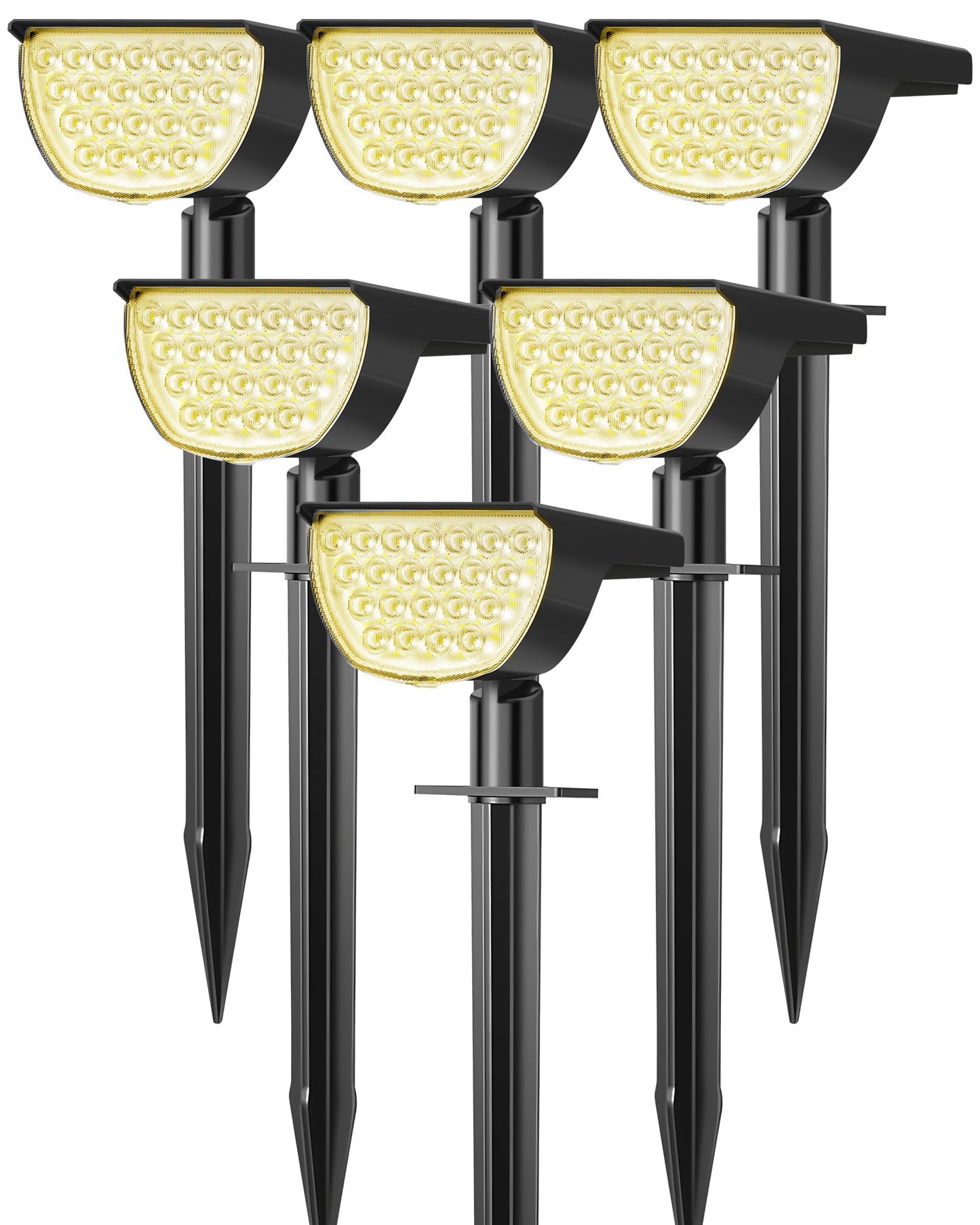 GKGG Solar Lights Outdoor Waterproof IP65, Solar Powered 76 LED 3 Lighting Modes Solar Spot Lights Outdoor for Yard Garden Landscape Pathway (Warm White, 6 Pack)