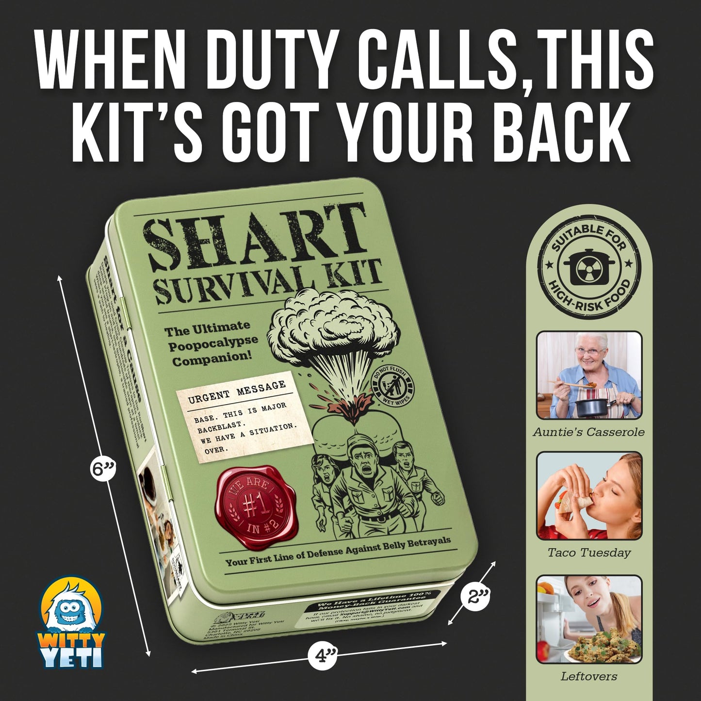 Witty Yeti’s Military-Grade Shart Survival Kit for When Your Butt Commits Treason. Emergency Backup Gag Gift for Digestive Mutiny & Rear-End Rebellion.