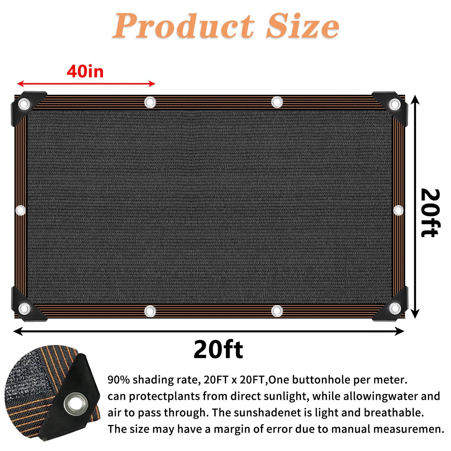 Shade Cloth - 70-90% Sunblock Net for Garden Patio,Shade Sails for Plants Greenhouse Outdoor Pergola Lawn Swimming Sun Shade Cloths for Kennel Chicken Coop Easier to Hang Shade Net Cover…