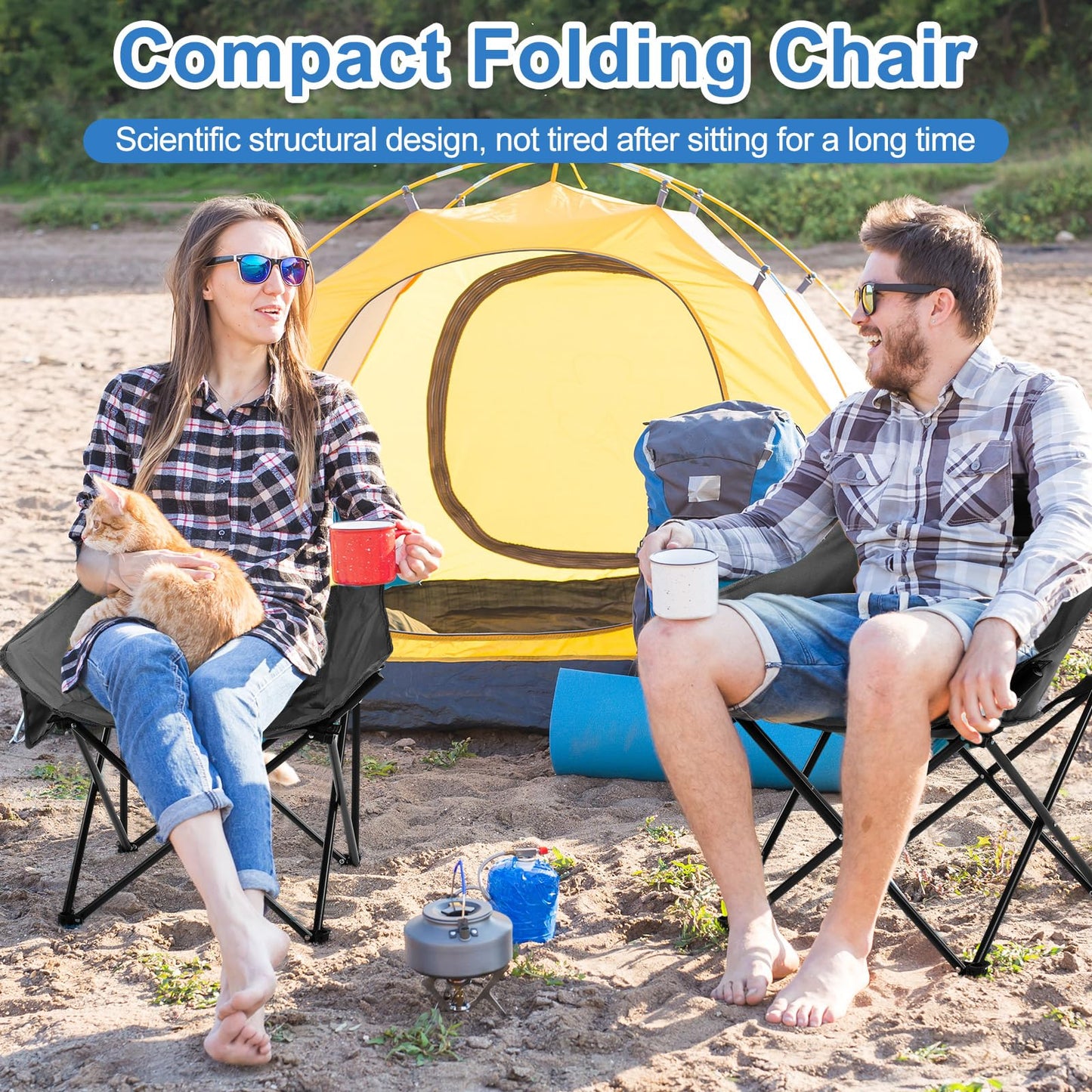 FairySandy 6 Pack Portable Folding Camping Chairs Lightweight Backpacking Chairs Collapsible Camp Chairs for Adults with Storage Bag Beach Camping Chairs for Outdoor, Picnic, Festival, Hiking, Grey