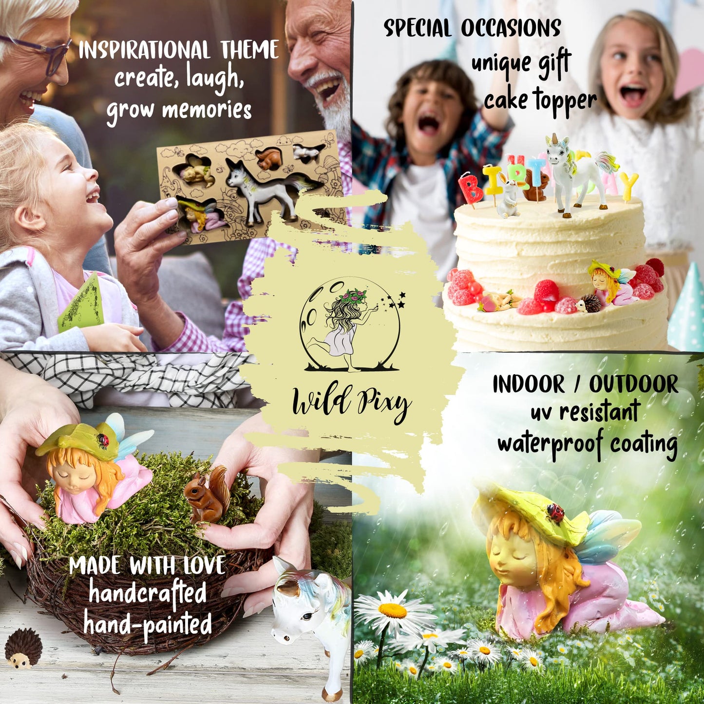 WILD PIXY Miniature Baby Fairy Garden Figurine Set – Decorative Fairy Garden Ornaments with Baby Animals & Fairies – Indoor & Outdoor Décor, Presented in Premium Gift Box