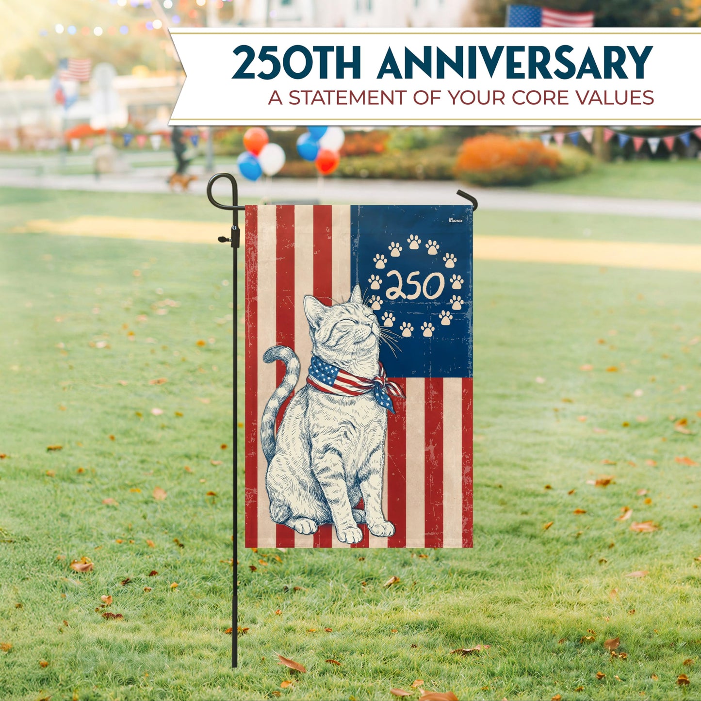 FLAGWIX American Patriotic Cat Garden Flag - Polyester Double-sided Yard Flags For Outside Garden Flag (11.5" x 17.5") - 4th of July Decorations for Home Yard Garden Decor Banner, Gifts For Men Women