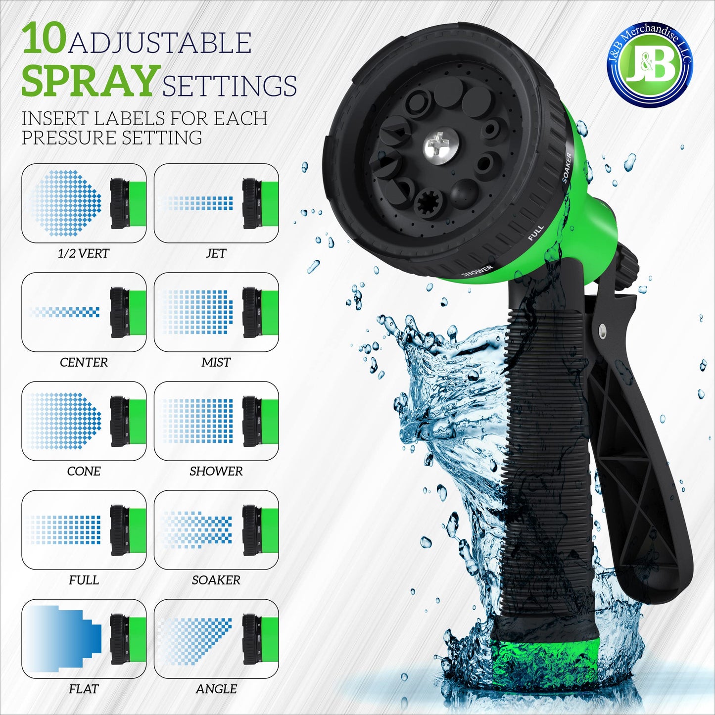 J&B XpandaHose 75ft Expandable Garden Hose – Ultra-Strong 3750D, 4-Layer Latex Core, Brass 3/4" Connectors, 10-Pattern Nozzle & Storage Bag – Lightweight, Kink-Reducing, Leak-Resistant