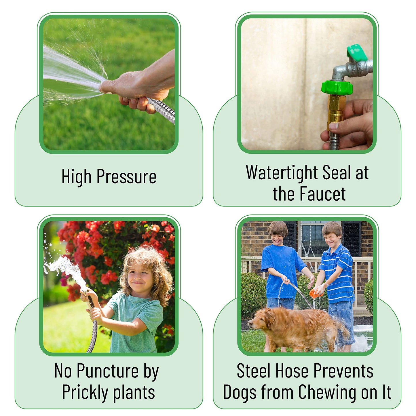 UNCO 3 Feet Heavy Duty Stainless Steel Short Garden Hose, Metal, Water Hose, Non Kink, Durable, Flexible, Lightweight