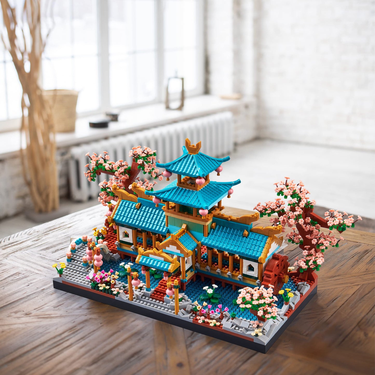 wriyvngs Micro Building Block Set, Chinese Suzhou Garden Architecture Model Kit with Cherry Blossom Bonsai Tree, Japanese Sakura House Model, DIY Miniature Landscaping Gift for Adults (2350PCS)