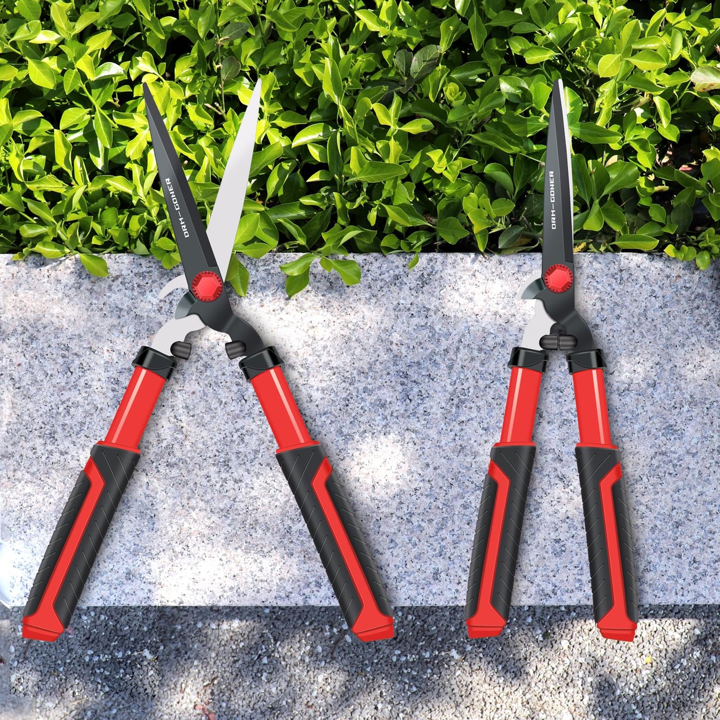 DRM-GDNER Garden Hedge Shear with Bypass Shear,Garden Hedge Trimmer with Shock Absorbing Cushion,Hedge Clipper for Trimming Border,Bush