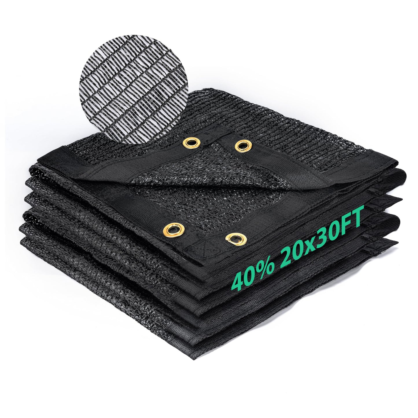 Kesfitt 40% Shade Cloth 20x30 ft, Breathable HDPE Mesh Sun Shade Tarp for Garden & Greenhouse, UV Resistant Outdoor Shade Fabric with Copper Grommets for Plants, Patio, Yard