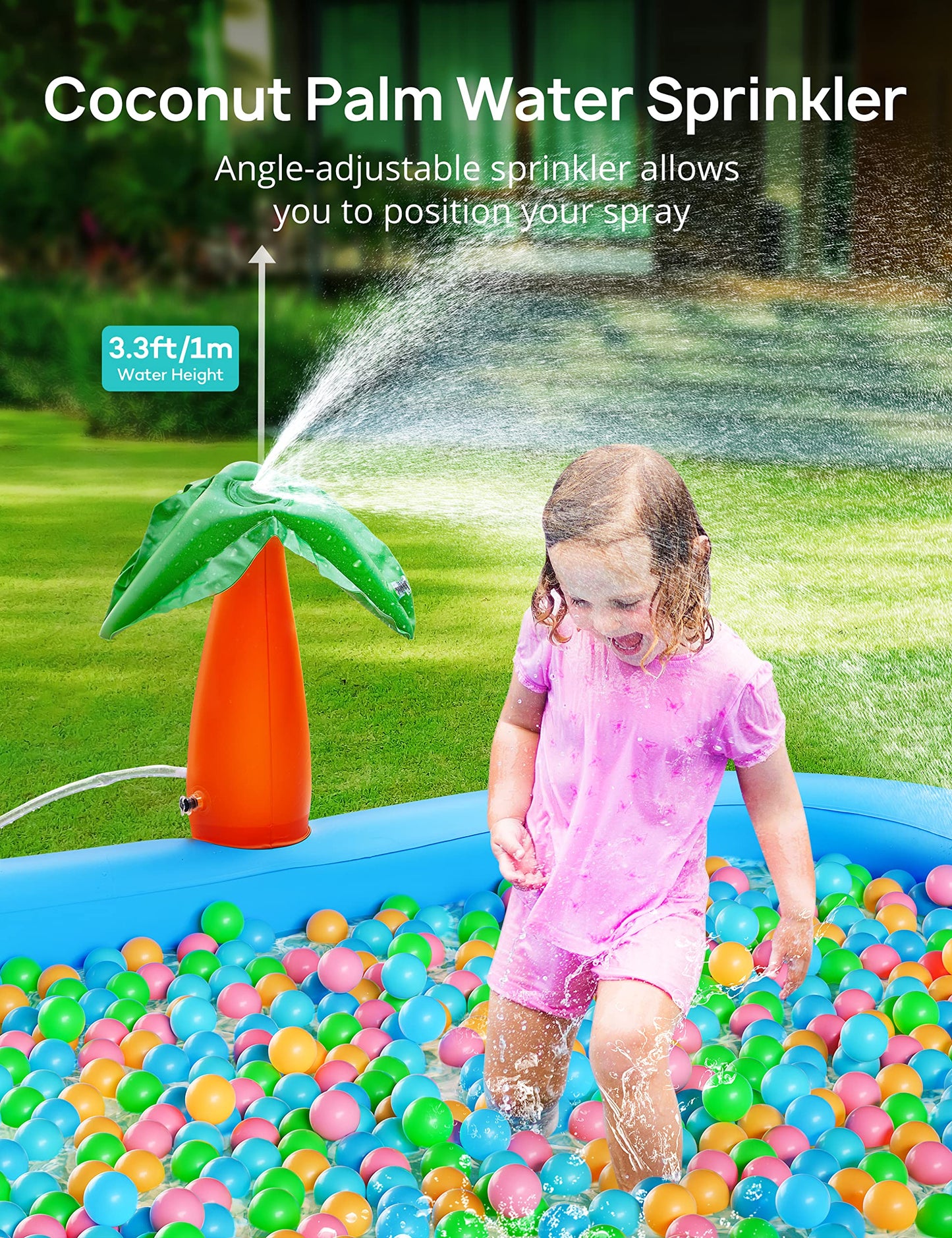 Andola Inflatable Play Center, Kiddie Pool with Slide & Sprinkler – 95"x75"x40" Outdoor Blow-Up Splash Pad Pools for Toddlers Ages 2+, Backyard Kids Water Slide for Summer Fun