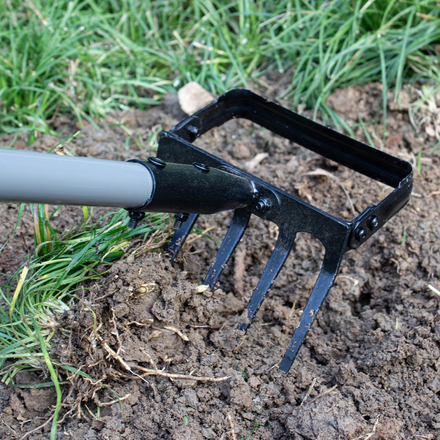 Suchtale 82 Inch Action Rake Hoe, 5-Tines Cultivator, Adjustable 37-82" Handle, Garden Weeding & Planting