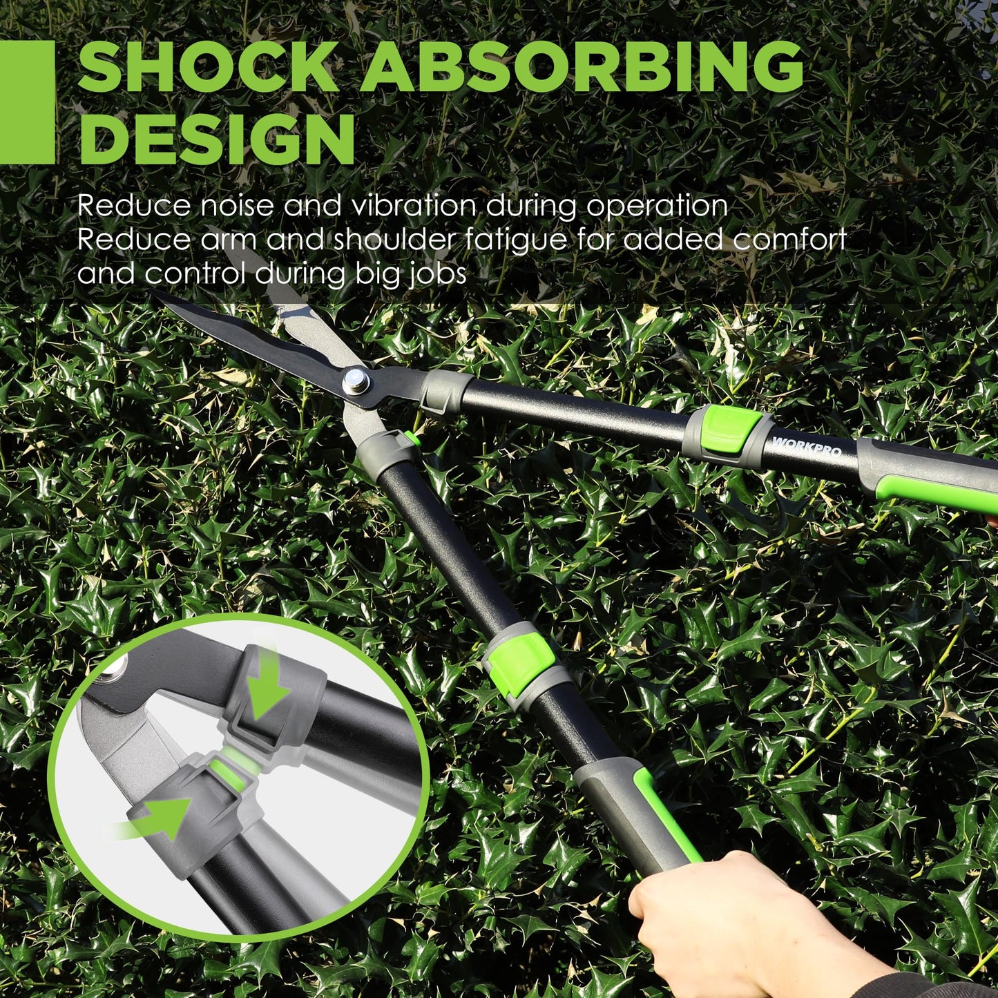 WORKPRO Extendable Hedge Shears, 25"-33" Manual Hedge Clippers, Professional Bush Cutter, Gardening Pruners Scissors, Hedge Trimmers, Shears Gardening Tools for Pruning Borders & Shrubs