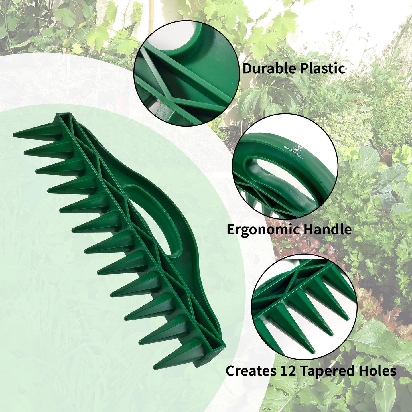 The Row Seeder – Handheld Garden Tool for Precise Seed & Seedling Spacing in Rows & Seed Trays – for Vegetables, Flowers & Herbs. Durable & Ergonomic
