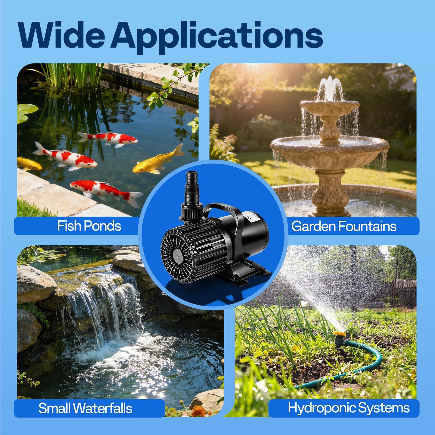 VIVOHOME Electric 100W 1600GPH Submersible Water Pump for Koi Pond Pool Waterfall Fountains Fish Tank and Aquarium