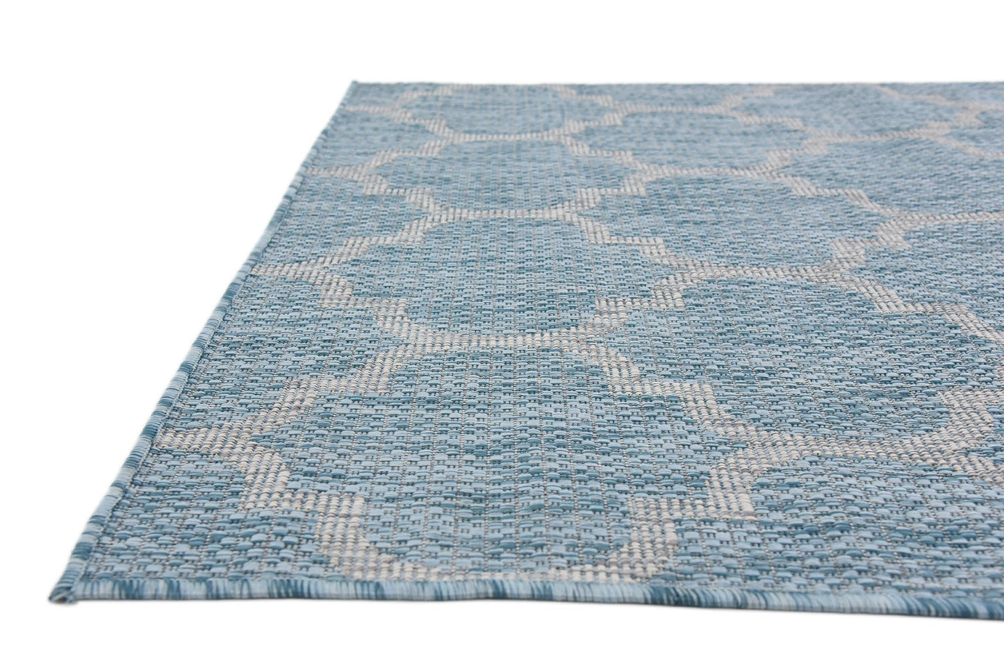 Unique Loom Outdoor Trellis Collection Area Rug (4' 1" x 6' 1" Rectangle, Aquamarine/ Gray)