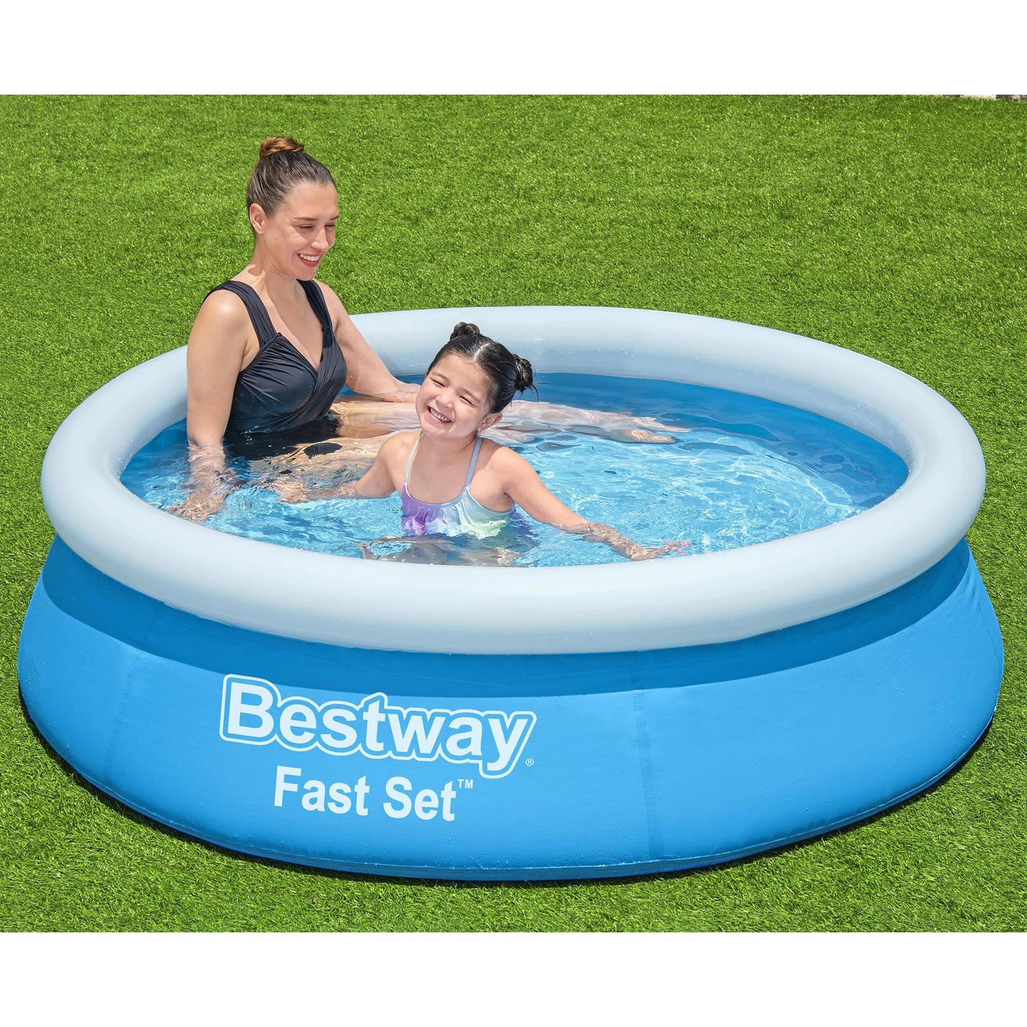 Bestway Fast Set Inflatable Above Ground Pool | 6' x 20" Round | Puncture-Resistant Tritech Material | 248 Gal Capacity | Easy Setup & Storage | Inflatable Top Ring Swimming Pool for Kids