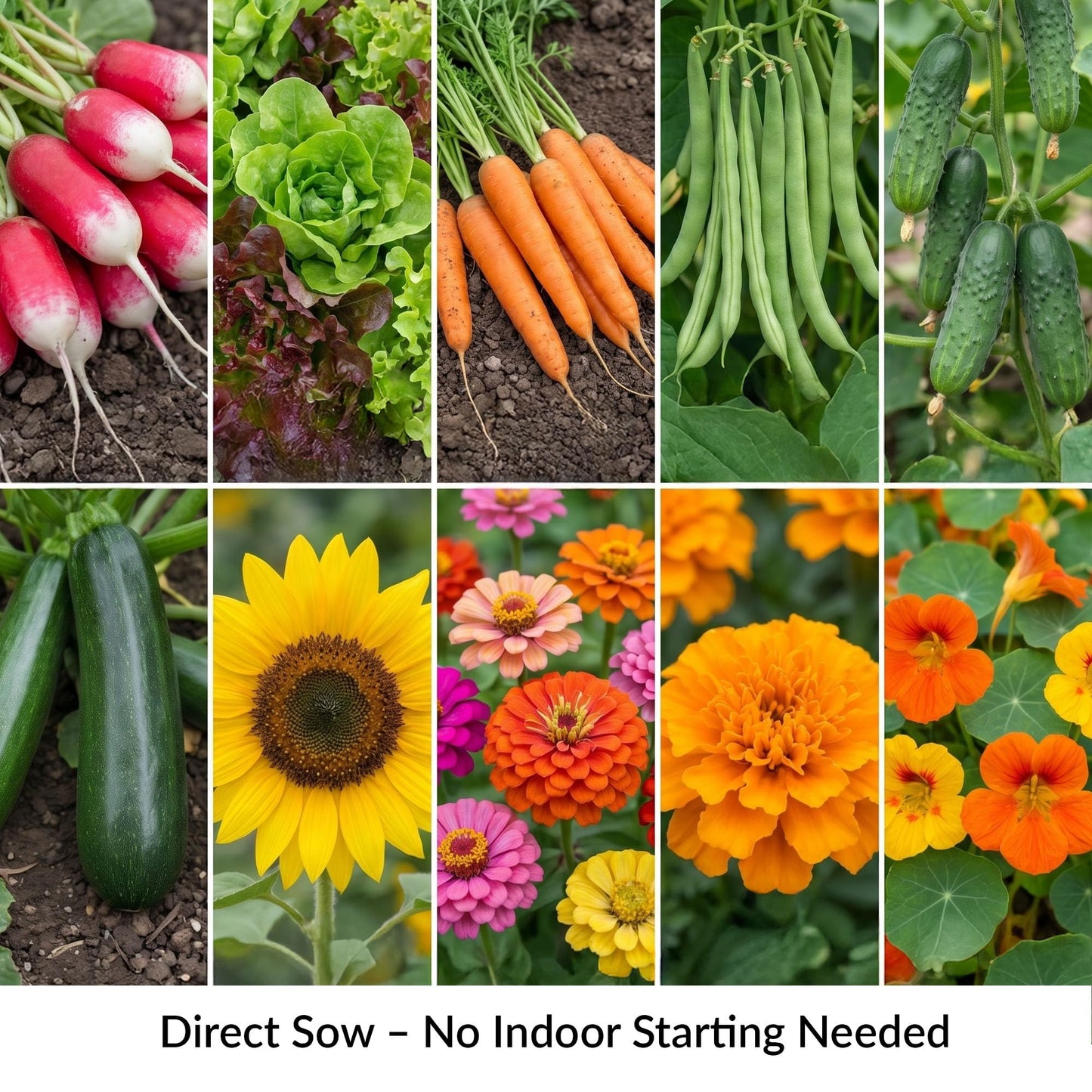 Ferry-Morse Easy Grow Garden Seed Variety Pack (10 Pack) – Organic Vegetable & Flower Seeds, Direct Sow Garden Kit for Raised Beds & Containers, Includes Pollinator-Friendly Varieties