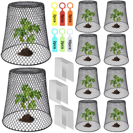 Dukelai 10 Pcs 9.13"×9.13" Chicken Wire Cloche Plant Covers Garden Netting Metal Heavy Duty Plant Protectors from Animals for Keeping Bunnies Chicken Squirrels Birds Other Out