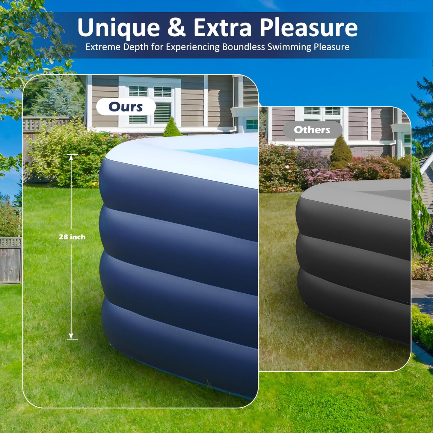 Eisenfuer Inflatable Pool 2026 New Upgrade, First Collapse-Proof 4-Layer Pool with 4 Independent Air Chambers, 99"x60"x28" Thickened Deep Durable Kids Pool, Outdoor Backyard Garden Swimming Pool