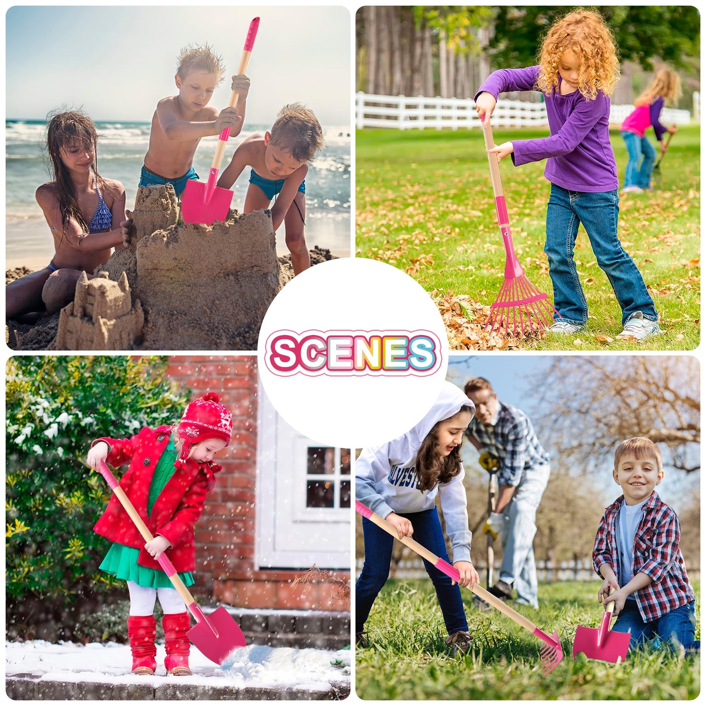 Kids Gardening Tools Outdoor Toys Set - Wheelbarrow Backyard Play Set for Kids with Shovel, Rake, Leaf Rake, Summer Yard Digging Weed Toys, Easter Birthday Gifts for Boys Girls Age 2 3+ Years Old