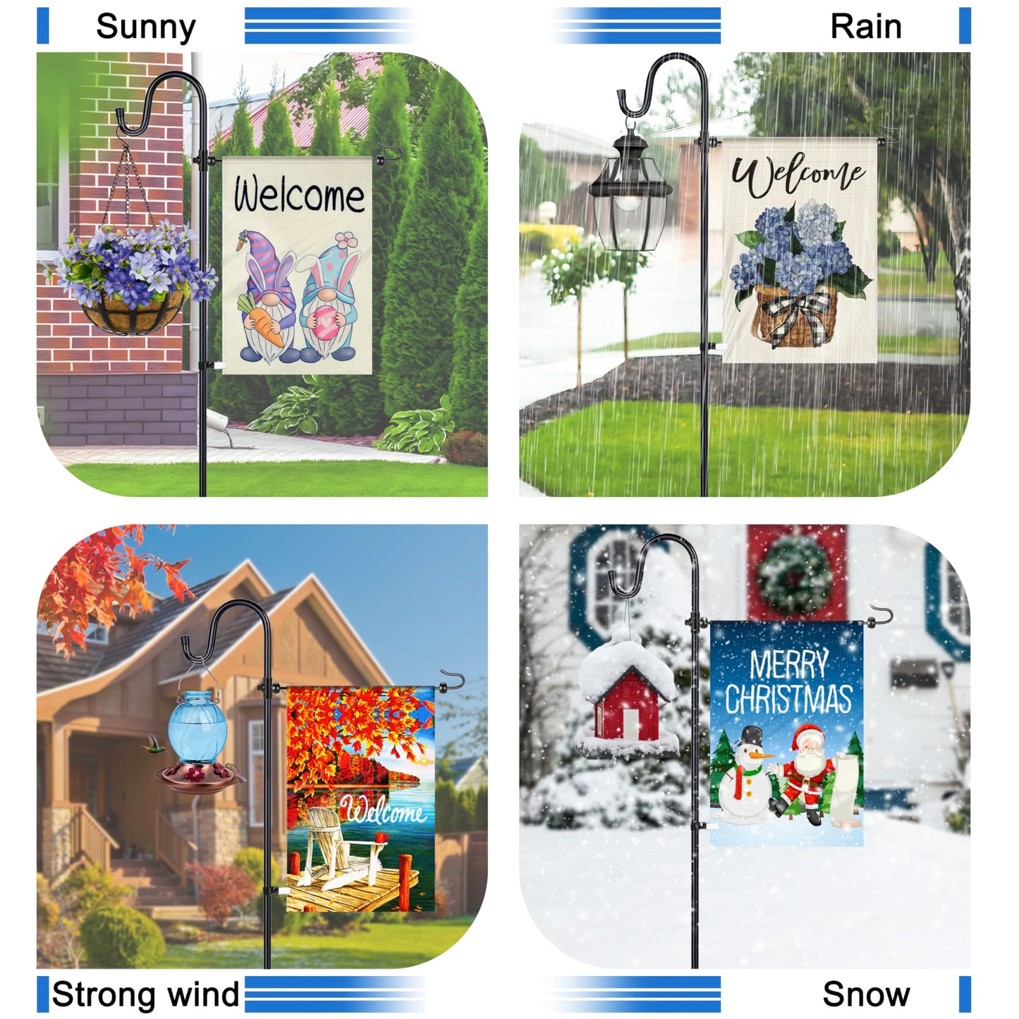 Ottsuls Garden Flag Stand, 2 Pack Heavy Duty Flag Pole Holder with Shepherd Hook for Yard Decoration, 45 INCH Sturdy Yard Flag Post Stake Outdoor Garden Flag Holder for 14''x20'' Flags (Without Flag)