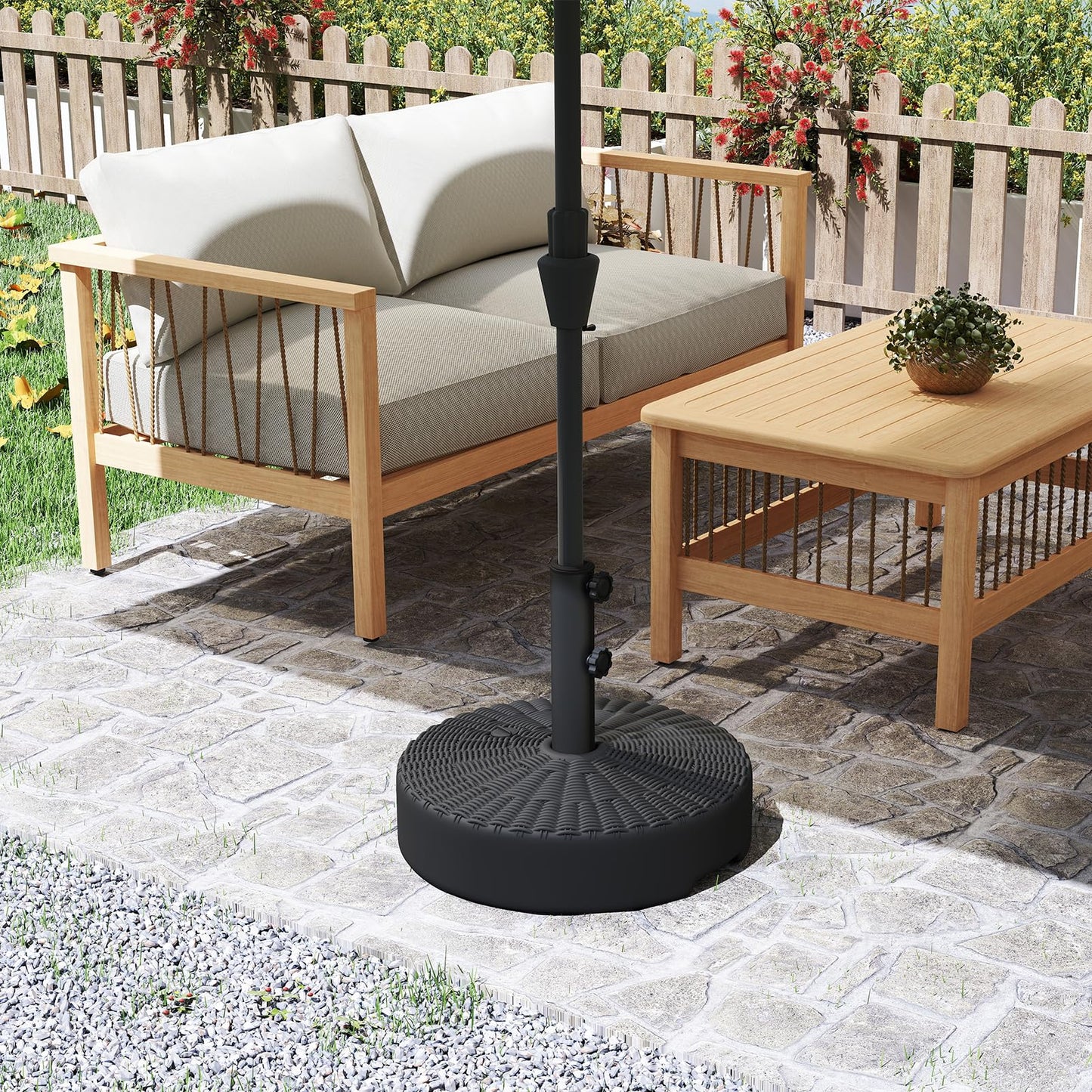 C-Hopetree 88 lb Heavy Duty Water Fillable Round Base Stand Weight for Patio Outdoor Market Table Umbrella, Black
