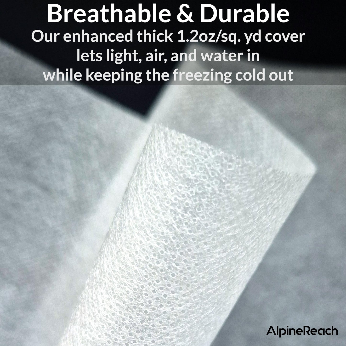 AlpineReach Plant Covers Frost & Sun Protection 10 x 50 ft - Thick 1.2 oz/yd² Freeze Blanket to Low 28 °F Temperatures Floating Row, Garden Fabric Material, Protect in Winter Cold, Gardening Down
