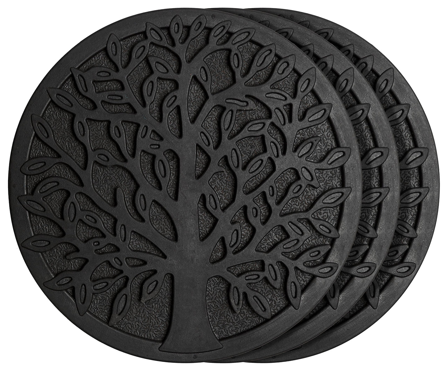 HF by LT Rubber Tree Garden Stepping Stone, 11-3/4 inches, Black, Set of 3