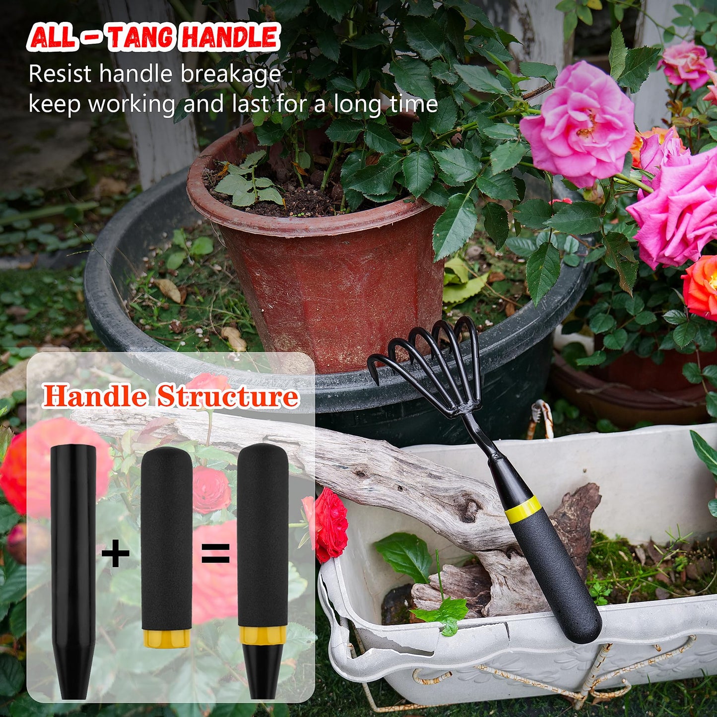 Kemaier Stainless Steel Hand Cultivator - Garden Rake: Great for Heavy - Duty Soil Loosening, Planting and Weed Removal